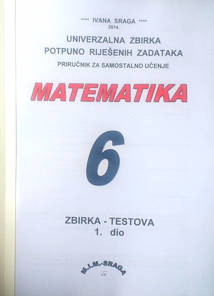 MATEMATIKA 6 - 1. DIO ZBIRKA TESTOVA