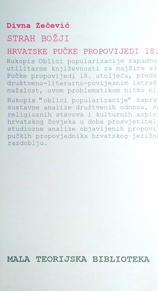 STRAH BOŽIJI - HRVATSKE PUČKE PROPOVIJEDI 18.