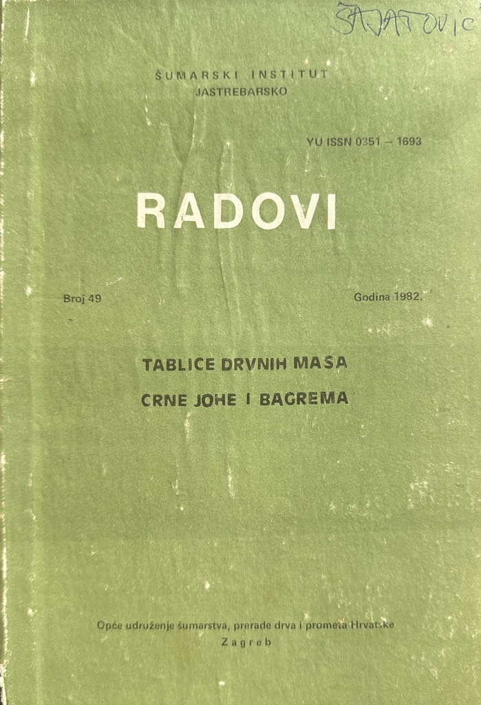 RADOVI - TABLICE DRVNIH MASA CRNE JOHE I BAGREMA