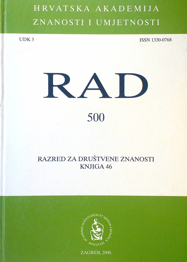 RAD HRVATSKE AKADEMIJE ZNANOSTI I UMJETNOSTI - KNJIGA 500