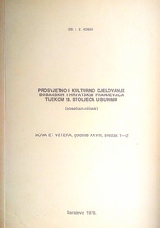 [D-05-6B] PROSVJETNO I KULTURNO DJELOVANJE BOSANSKIH I HRVATSKIH FRANJEVACA TIJEKOM 18. STOLJEĆA U BUDIMU